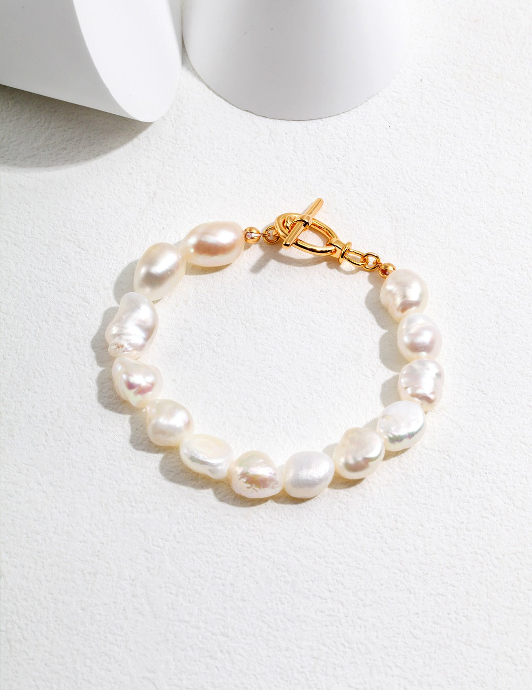 Elegant Baroque Pearl Bracelet featuring Gold Plated Clasp