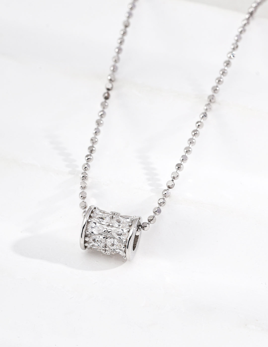 Luxurious-yet-wearable silver zirconia pendant chained necklace in S925 Silver, by Mezuille, elevated style.