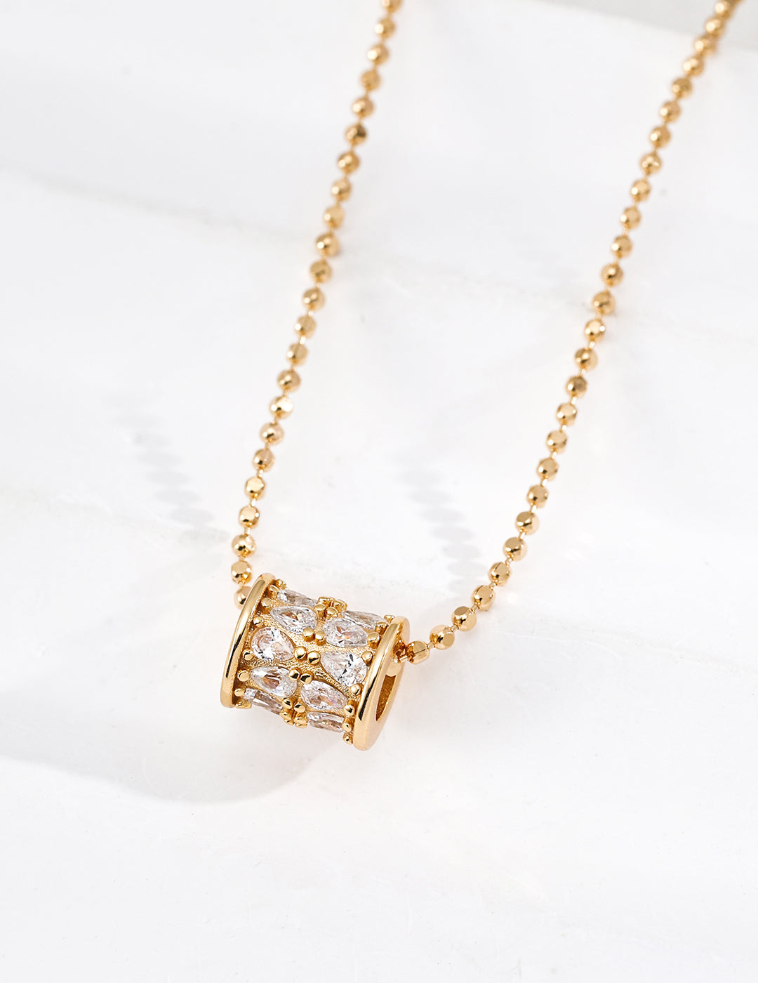 Classic gold zironica pendant chained necklace in S925 Silver by Mezuille. timeless style.